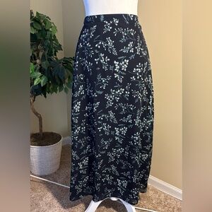 EUC Skirt: A-Line, Maxi, Navy Floral, First Option, c. 2005